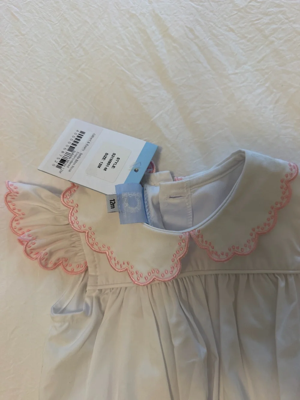 Classic White Baby One-Piece with Pink Trim- NWT